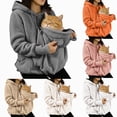 thumbnail image 1 of UOCUFY Cat Pouch Hoodie for Women Cute Dog Pet Baby Carrier Fleece Hoodies Coffee,Size M, 1 of 9