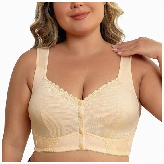 UOCUFY Large Size Bra Non Underwire Women Comfort Seamless Front Closure Bras Push-up Everyday Lingerie
