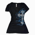 thumbnail image 1 of UOCUFY Grunge Shirts Emo Clothes Teen Girls Vintage Graphic Tee Y2k 2000s Goth Top Women Mcbling Short Sleeve Streetwear (Black, L), 1 of 9