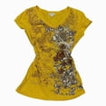 thumbnail image 1 of UOCUFY Grunge Shirts Emo Clothes Teen Girls Vintage Graphic Tee Y2k 2000s Goth Top Women Mcbling Short Sleeve Streetwear (Yellow, L), 1 of 8