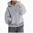 thumbnail image 1 of UOCUFY Men's Oversized Zip Up Hoodie Fleece Sweatshirts with Pockets | Cotton Blend Sweatshirts,Fall Clothes Outfits,Full Zip Up Hoodie,Long Sleeve Winter Jackets,Relaxed Fit Coat Light Gray,Size XL, 1 of 9