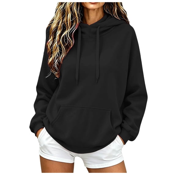 UOCUFY Oversized Hoodies for Women Fall Mock Neck Long Sleeve Casual Comfort Sweatshirts Winter y2k 2026 Cute Sweatshirt Black,Size M