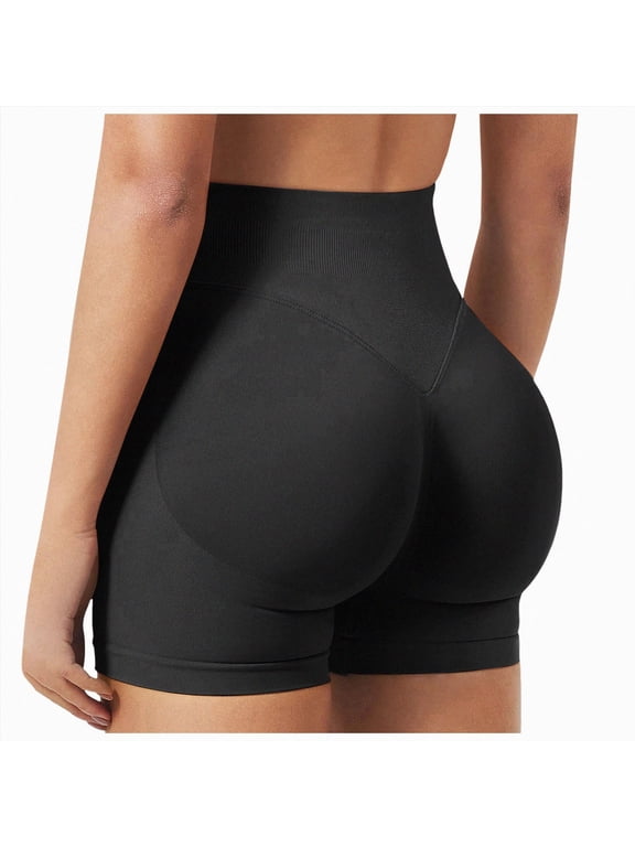 Women Workout Impact Shorts 2.5"/ 3.6"/ 4.5"/ 6" Scrunch Butt Booty | Tummy Control, High Waisted, Bike Short, Gentle Compression, for Women (Black, L)