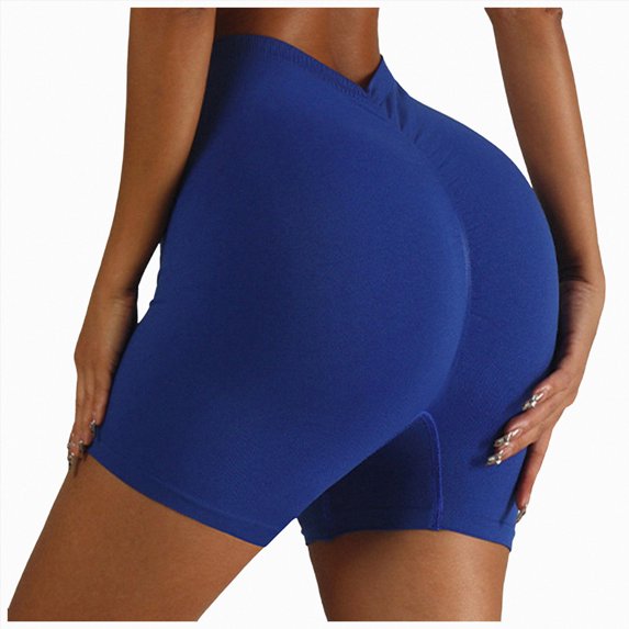 UOCUFY Women Workout Shorts 4.5" Scrunch Booty Gym Shorts Seamless Butt Lifting Impact Yoga Shorts (Blue, M)