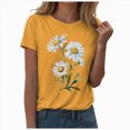 thumbnail image 1 of UOCUFY Women's T Shirts Short Sleeve Tees Novelty Graphic Crew Neck Cotton Soft Loose Summer Tops (Gold, M), 1 of 6