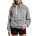 thumbnail image 1 of UOCUFY Womens Mens Pet Pouch Hoodies Fuzzy Fleece Oversized Sweatshirt Wearable Cat & Small Dog Carrier Pullover Hoodies Grey,Size L, 1 of 8
