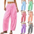 thumbnail image 1 of UOCUFY Womens Wide Leg Pajamas Pants Fall Gingham Casual Lounge Sweatpants | Fall Outfits 2026,Wide Leg Elastic Waist Pants with Pockets Pink,Size S, 1 of 6