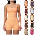 thumbnail image 1 of UOCUFY Workout Sets for Women 2 Piece Padded V Neck Racerback Tank Top Matching High Waist Biker Shorts Pilates Yoga Set(Brown,S), 1 of 8