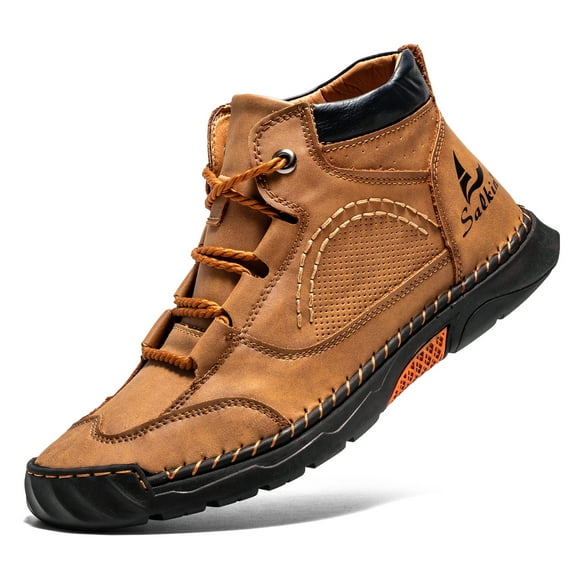 UOFEIY Men's Fashion Vintage Classical Genuine Leather Handmade Chukka Boots Daily Casual Work Office Shoes