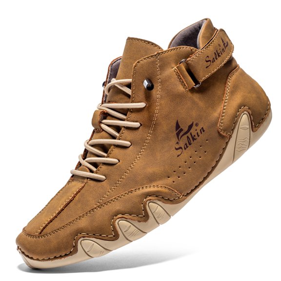 UOFEIY Men's Fashion Vintage Classical Genuine Leather Handmade Chukka Boots Daily Casual Work Office Shoes