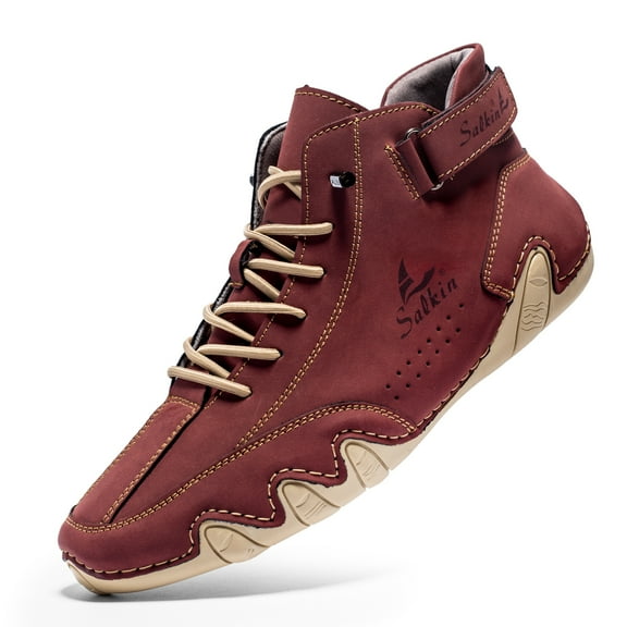 UOFEIY Men's Fashion Vintage Classical Genuine Leather Handmade Chukka Boots Daily Casual Work Office Shoes