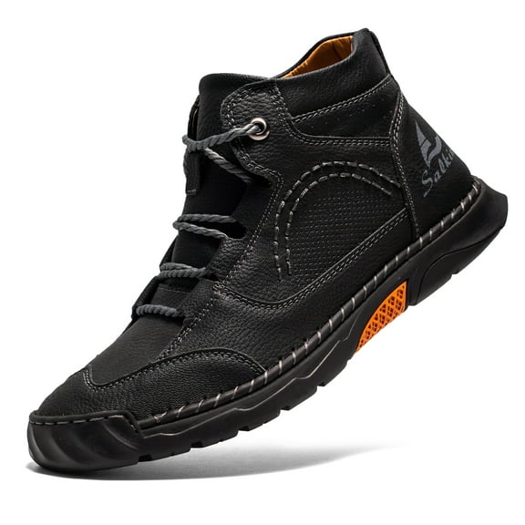 UOFEIY Men's Fashion Vintage Classical Leather Handmade Chukka Boots Daily Casual Work Office Shoes