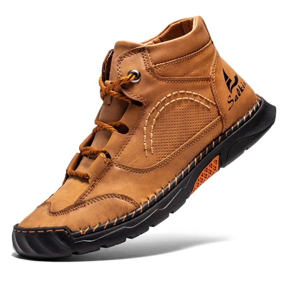 UOFEIY Men's Fashion Vintage Classical Leather Handmade Chukka Boots Daily Casual Work Office Shoes