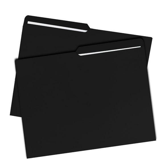 UOFFICE File Folder Letter Size 1/2 Cut Tab 100 Pack Black