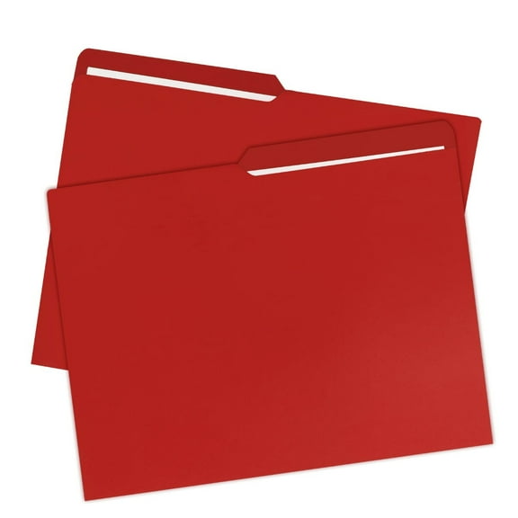 UOFFICE File Folder Letter Size 1/2 Cut Tab , Deep Red, 100 Count, 1 Pack