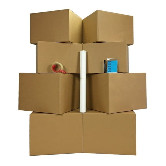 UOFFICE Foldable Moving Kit with Boxes, Packing Materials, Labels, Tape, 8 Count, 1 Pack