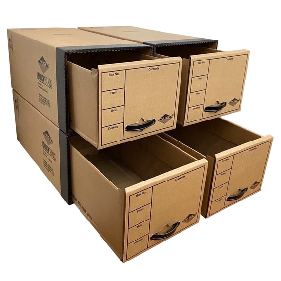 UOFFICE Quick Stack Drawer File Boxes, 24 in x 12.5 in x 10.5 in, 4 Count, 1 pack