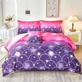 thumbnail image 1 of UONUR Girls Comforter Set 6PCS Gradient Purple Orange Glitter Moon Star Printed Bed in a Bag Soft Breathable Bedding Set for All Season (Star Size), 1 of 6