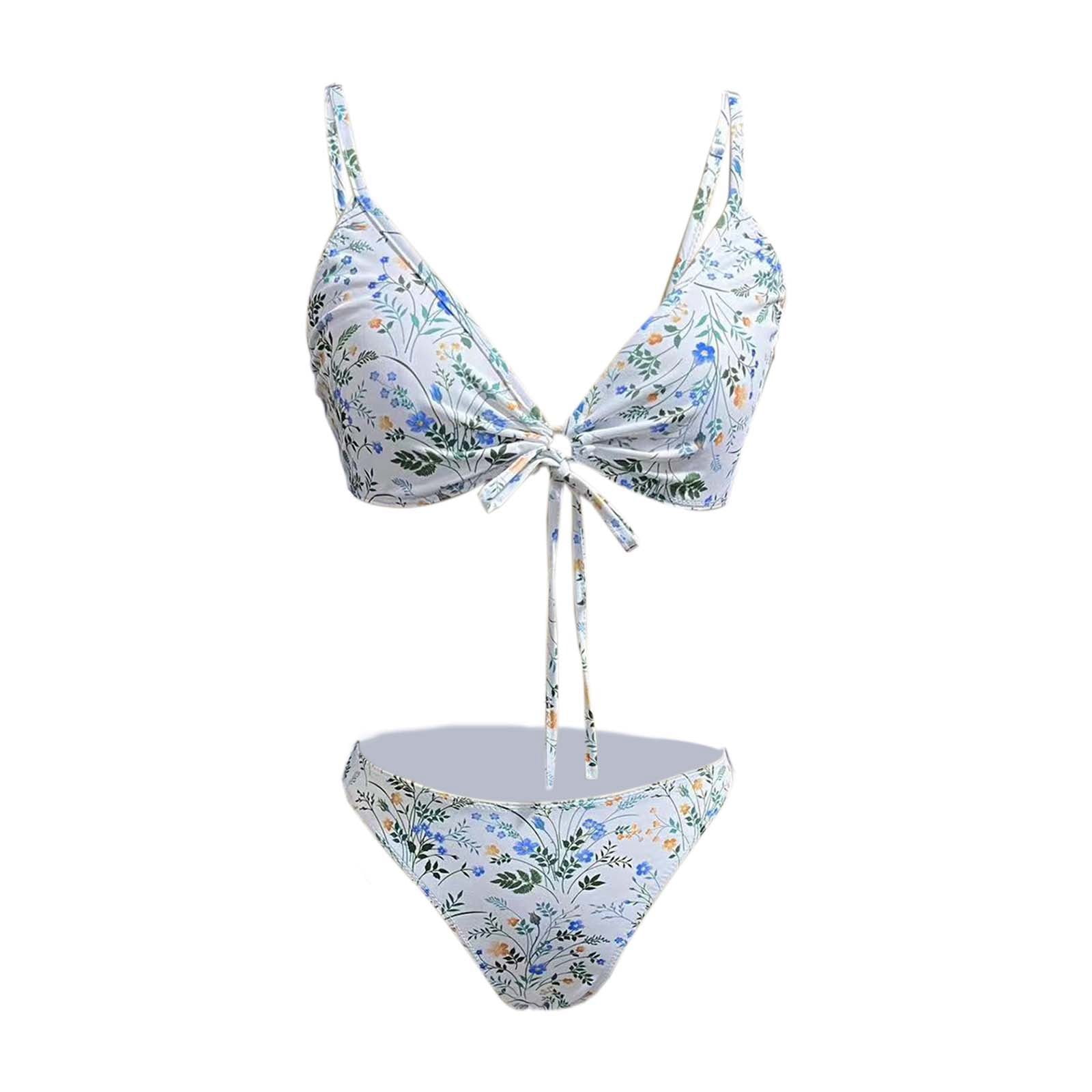 UOOEWR "Women's Floral Print Bikini Set Sunbathing On The Beach With No