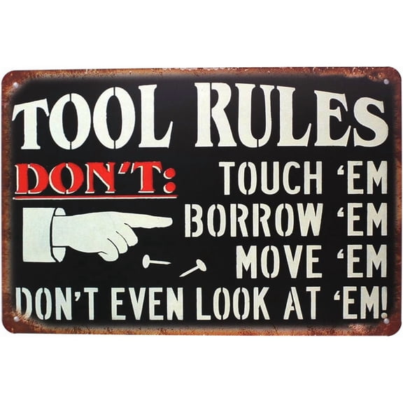 UOOPAI Tool Rules Metal Tin Sign, Vintage Plate Plaque Tool Shed Garage Home Wall Decor