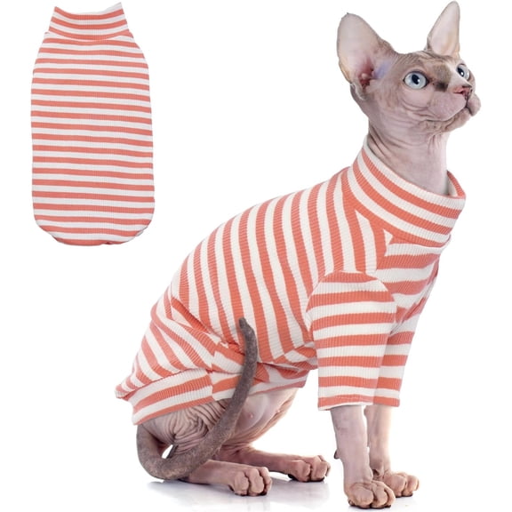 UOSIA Cat Clothes, Stretchy Cat Shirt, Cat Sweater with Sleeves, Sphynx Cat Clothes