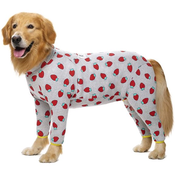 UOSIA Cotton Medium Large Dog Onesie Surgery Recovery Suit for Large Dogs Bodysuit Pajamas Pjs