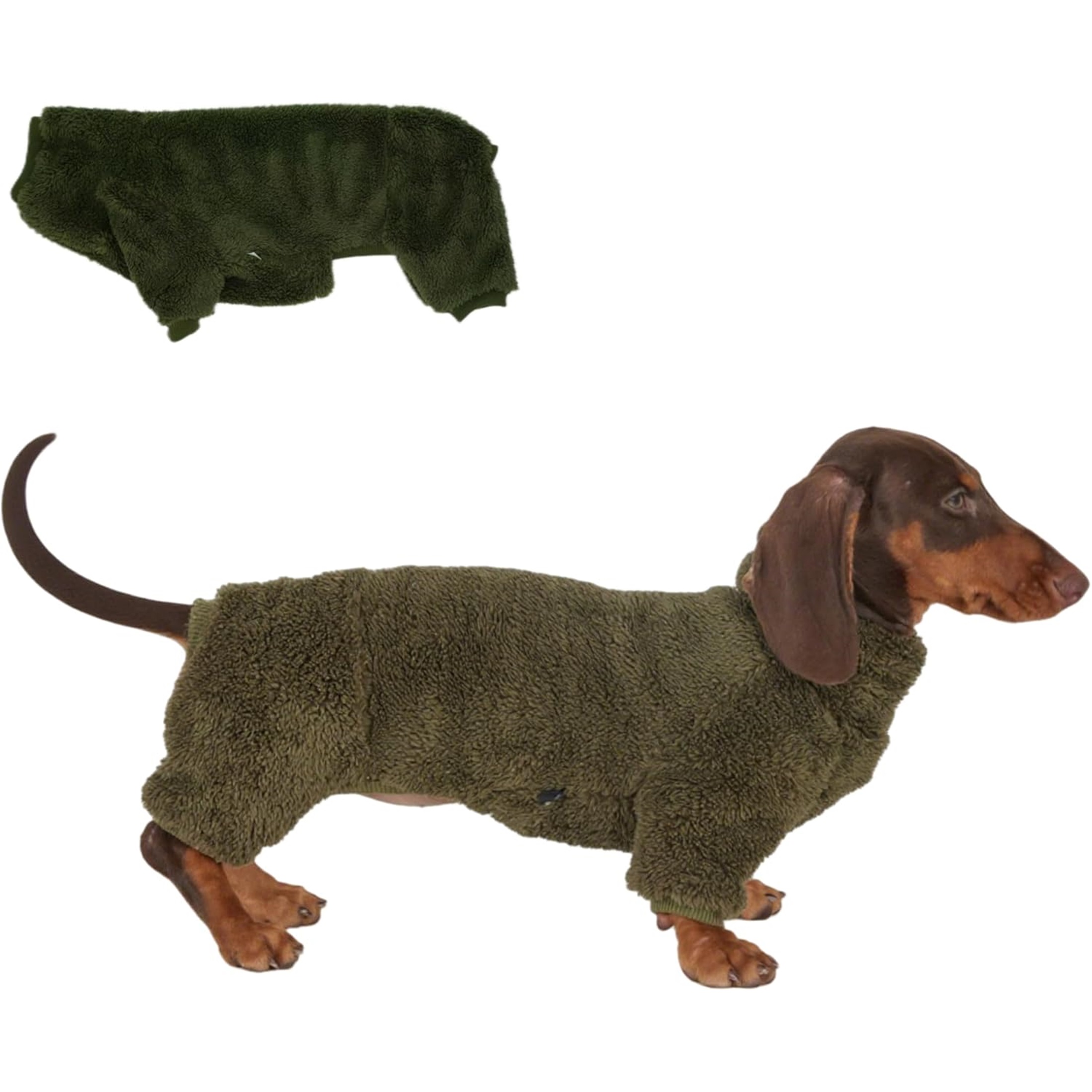 UOSIA Dachshund Dog Fleece Jumpsuit Turtleneck Sweater, Suitable for Dachshunds, Winter Dog Pajamas