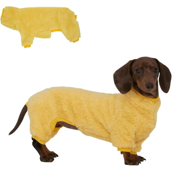 UOSIA Dachshund Dog Fleece Jumpsuit Turtleneck Sweater, Suitable for Dachshunds, Winter Dog Pajamas