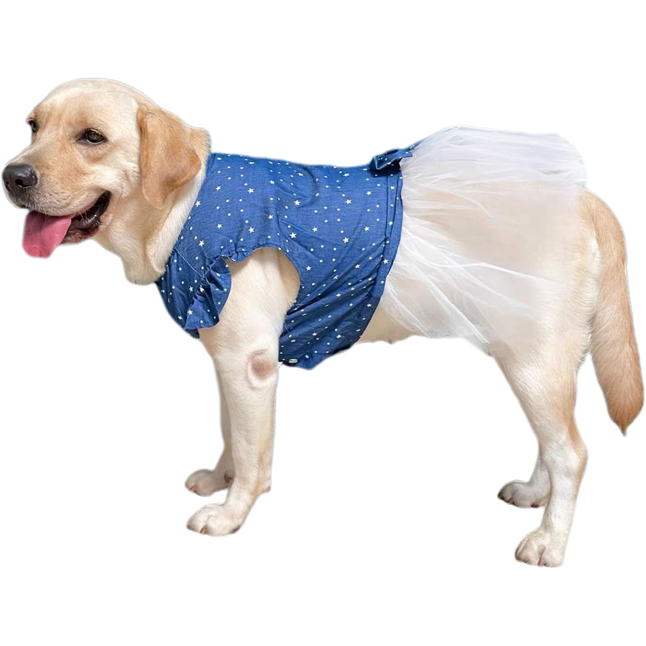 UOSIA Denim Dog Dresses for Large Dogs Girl Dog Clothes with Bow Knot,M,Blue