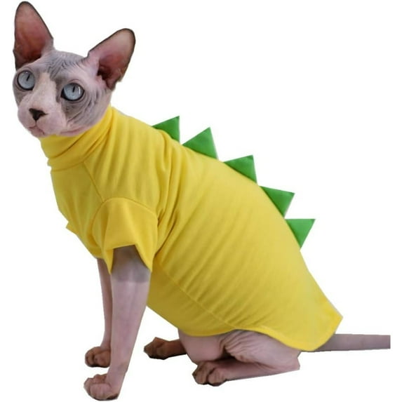 UOSIA Dinosaur Sphynx Hairless Cat Clothes Cute Summer Cotton Shirts Cat Costume