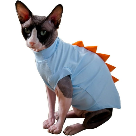 UOSIA Dinosaur Sphynx Hairless Cat Clothes Cute Summer Cotton Shirts Cat Costume