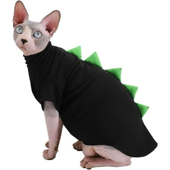 UOSIA Dinosaur Sphynx Hairless Cat Clothes Cute Summer Cotton Shirts Cat Costume