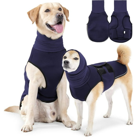 UOSIA Dog Anxiety Jacket, Dog Shirt with Turtleneck, Breathable Calming Vest,Large,Navy Blue
