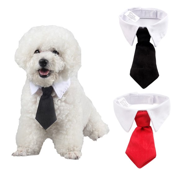 UOSIA Dog Cat Necktie Adjustable Pet Collar for Small Dogs Puppy Grooming Accessory,2 Pieces