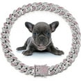 thumbnail image 1 of UOSIA Dog Chain Collar Diamond Link Puppy Collar,Silver, Pink White,14 Inches, 1 of 6