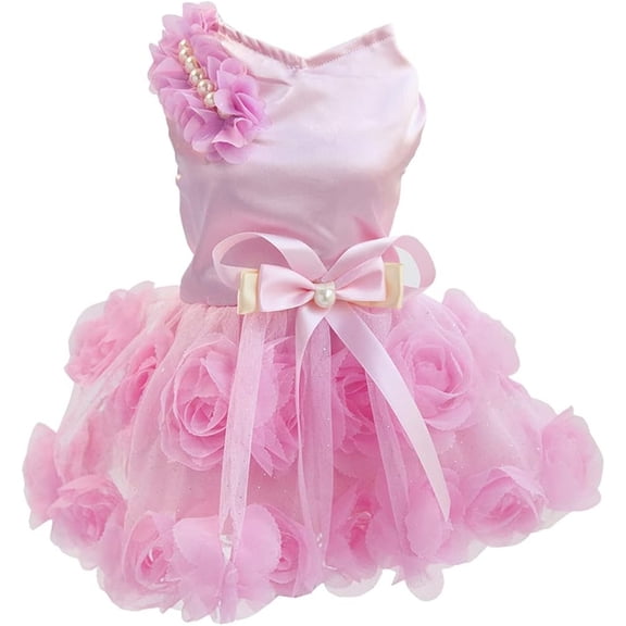 UOSIA Dog Dress Luxury Puppy Skirt Dog Clothes Princess Dresses Wedding,M,Pink