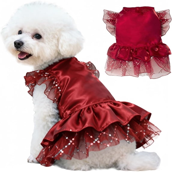 UOSIA Dog Dress Tutu Princess Skirt for Puppy Pet Wedding Dress Formal Apparel for Birthday Party Holiday