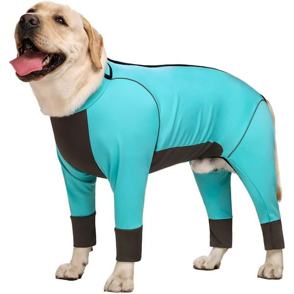UOSIA Dog Jumpsuit - Waterproof Blue Zip Up Dog Clothes, Large Size, Full Belly Coverage