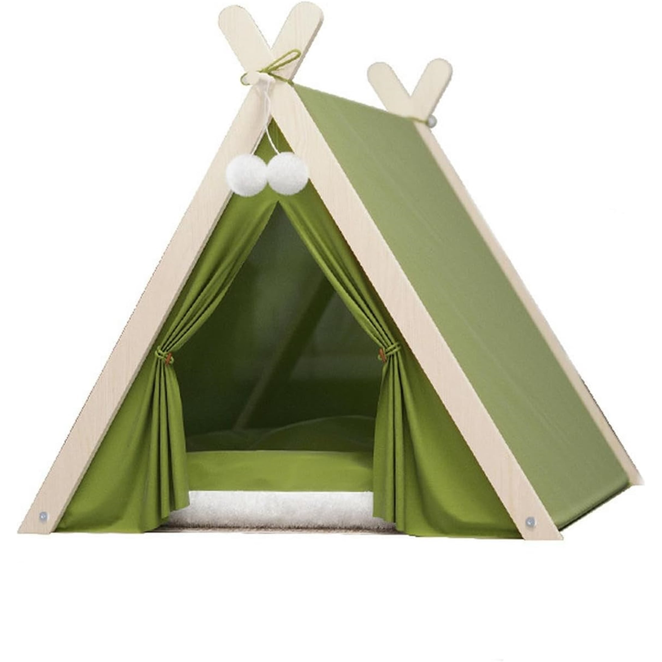 UOSIA Dog Teepee Bed Portable Pet Tent for Small Dogs with Soft Cushion 24inch