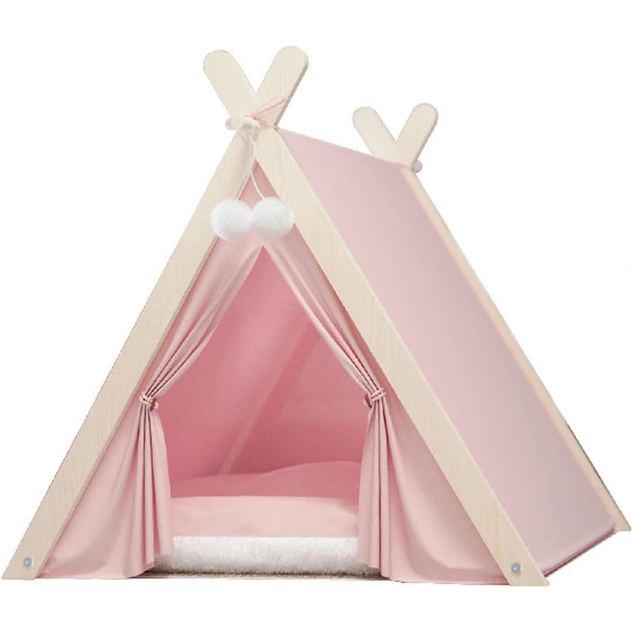 UOSIA Dog Teepee Bed Portable Pet Tent for Small Dogs with Soft Cushion 24inch