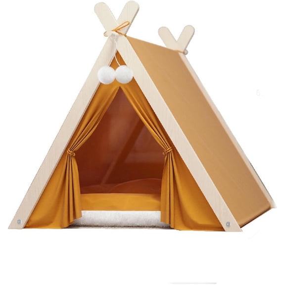 UOSIA Dog Teepee Bed Portable Pet Tent for Small Dogs with Soft Cushion 24inch