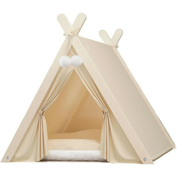 UOSIA Dog Teepee Bed Portable Pet Tent for Small Dogs with Soft Cushion 24inch