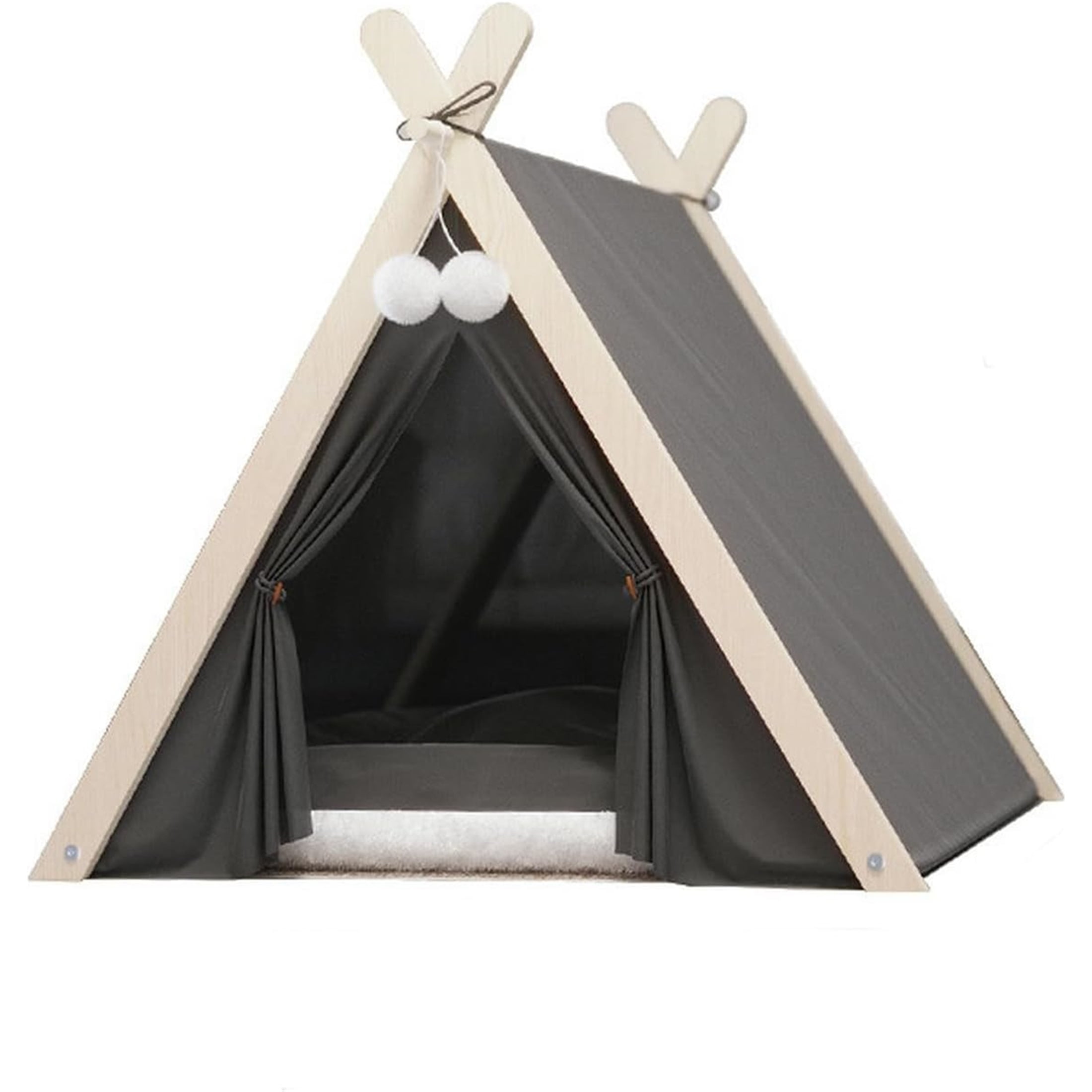 UOSIA Dog Teepee Bed Portable Pet Tent for Small Dogs with Soft Cushion 24inch