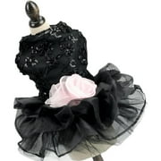 UOSIA Dog Tulle Dress Pet Wedding Dress Princess Sequins Puppy Party Outfit,M,Black