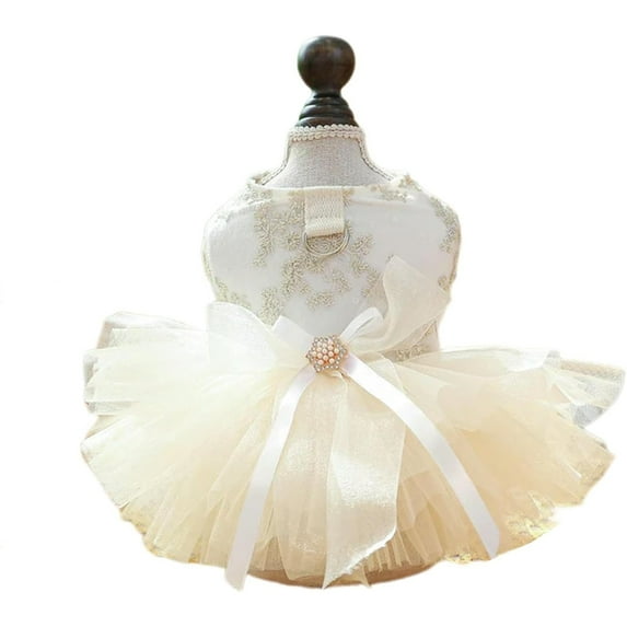 UOSIA Fancy Dog Tulle Dress Cute Dog Costume Small Dog Birthday Party Wedding,M,White