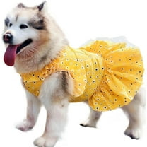 UOSIA Floral Summer Large Dog Dress Breathable Pet Beach Tutu Skirt for Wedding Birthday Party,L,Yellow