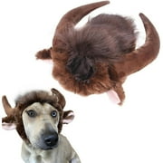UOSIA Halloween Dog Horn Wig Soft Bull Dog Costumes Winter Warm Hat Dog Wig Clothes