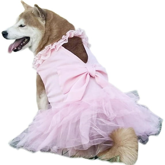 UOSIA Luxury Dog Tulle Princess Dress for Large Dogs Multi-Layer Lace Wedding Tutu Skirt with Bowknot for Female Dogs,5XL,Pink