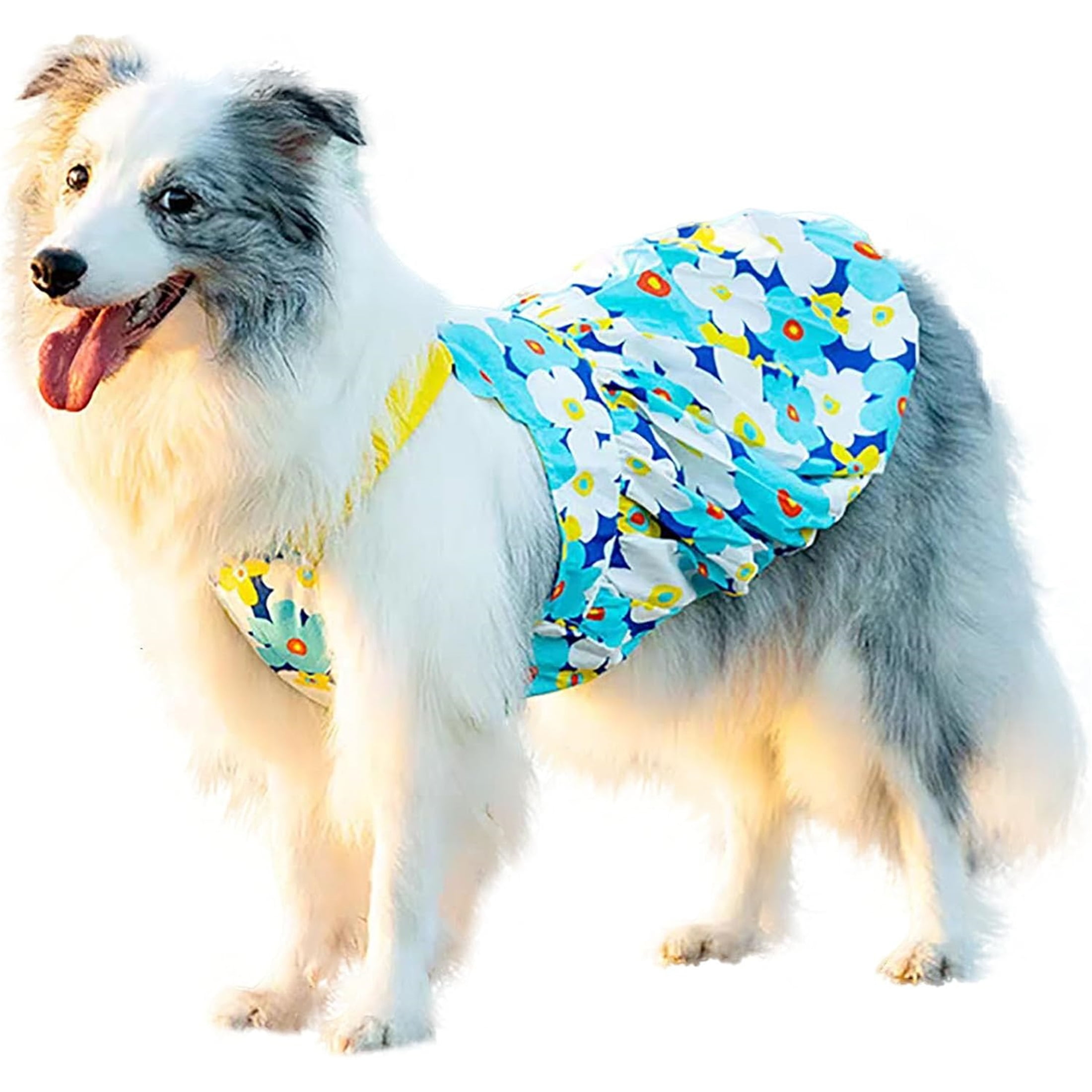 UOSIA Large Dog Dresses for Female Dogs Soft Breathable Puppy Suspender Skirt,7XL,Blue Floral
