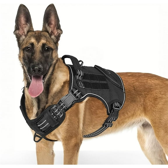 UOSIA Large Dog Harness No Pull Dog Harness with Handle & Front Clip,Black,L